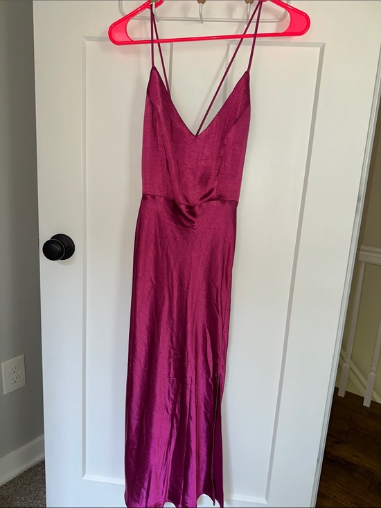 Hello Molly Dresses & Skirts - Hello Molly Magenta Satin Midi Slip Dress